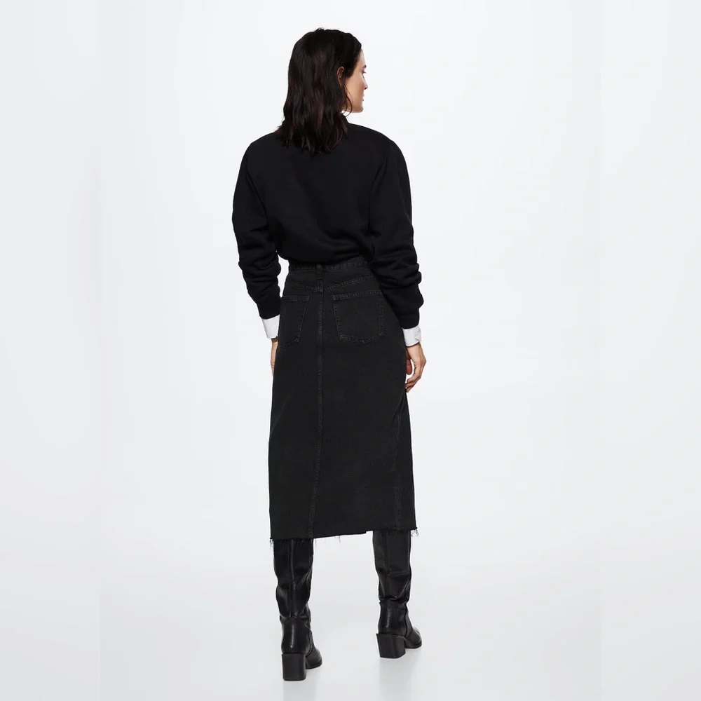 MANGO Skirt 'Anais' in Black Denim - Picture 2 of 14